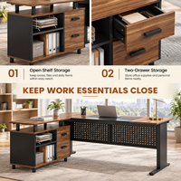 Bureau de direction en forme de L avec structure en acier et finition bois, avec armoire de rangement intégrée, idéal pour les projets professionnels (vente en gros)