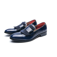 Grande Taille 38-48 Hommes Prom Party De Mariage Mocassins Chaussures Gland Conception Or Bleu Chaussures 1176