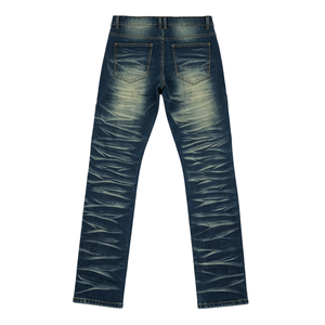 Pantalon en jean ajusté vintage populaire, délavé au sable, avec détails déchirés subtils pour un look urbain décontracté - Product Image 6