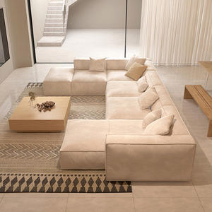 Sofá seccional minimalista de 7 plazas en forma de U, muebles modernos para sala de estar, sofás modulares de tela en forma de <span class=keywords><strong>L</strong></span> de estilo Simple - Product Image 3