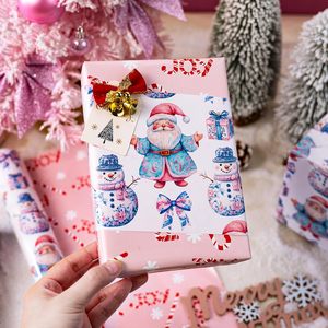 Christmas Wrapping Paper Roll 17x33 Feet Reversible Santa Snowman Gift <b>Wrap</b> for Christmas New Year Craft - Product Image 5