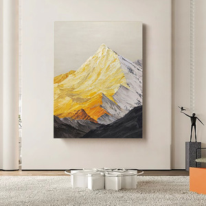 Hand Painted Oil Painting Gold Mountain Abstract <b>Art</b> Modern Minimalist Wall Hanging For Living Room Entryway Decor - Product Image 4