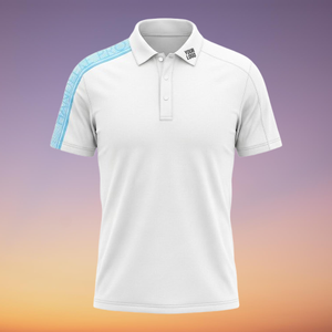 Men's White Short Sleeve Polo Shirt Solid Color Knitted Polyester Quick Dry Casual Wear Button Front Logo On Left Sleeve - Product Image 1