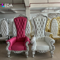 Chaise Trône LEDA Durable en Cuir PU pour Extérieur, Couleur Personnalisable, Dossier Haut, Cadre Or/Argent pour Hôtels, Mariages, Événements et Fêtes