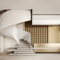 Escaliers intérieurs en colimaçon modernes de luxe avec un design simple, escalier hélicoïdal en bois pour villas