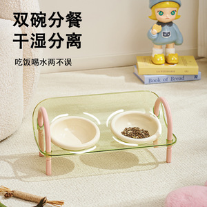 Cuenco de cerámica para comida de gatos/soporte para comida de gatos/mesa de comedor para gatos/cuenco para comida/cuenco para perros/cuenco doble/cuenco para agua/protege la columna cervical/mascota - Product Image 4