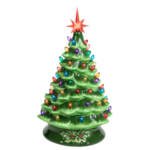 Arbre de Noël en céramique verte de 16 pouces avec lumière LED Décoration de vacances Arbre décoratif d'intérieur pour la maison Arvore De Natal - Product Image 2