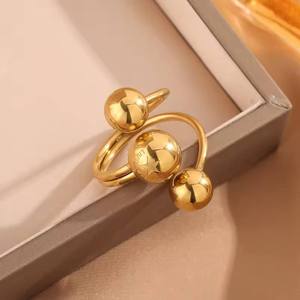 New Style Exaggerate <b>Micro</b> Insert Rings Fine 18K Gold Plated Stainless Steel Geometric Fashion Jewelry Rings for Women - Product Image 2
