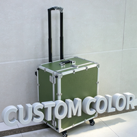 Valise de transport en aluminium argenté avec 4 roulettes pivotantes, roulettes à frein et poignée télescopique, valise vide à roulettes pour mousse personnalisée