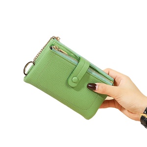 Suph iar Card Holder 6 Inch Double Zipper Coin <b>Purse</b> Women's Wallet Solid Color Everyday Use - Product Image 3