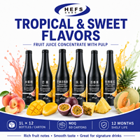Fruitconcentraat met vruchtvlees, gekleurd, 1L flessen, 12-pack voor Bubble Tea, VS, MY, RU, groothandel, OEM