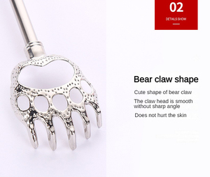 Portátil extensível telescópico urso garras Metal Voltar Scratchers/Mão Massager/Backslap com alças de borracha - Product Image 3