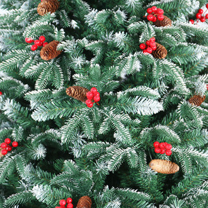 SEASON PE PVC Mezcla Pino blanco y fruta Decoración de árbol de Navidad <span class=keywords><strong>rojo</strong></span> 180cm Forma de árbol de Europa Base de pie - Product Image 3
