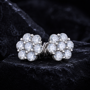 Bulk Wholesale Multi Size Cluster Moissanite Flower <b>Stud</b> Earrings 925 Sterling <b>Silver</b> VVS Diamond Luxury Fine Jewelry Men Women - Product Image 1