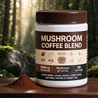 Mélange de café aux champignons en poudre OEM avec Lion's Mane, Chaga, Reishi, Cordyceps pour la concentration, l'énergie, le soutien immunitaire et le bien-être quotidien