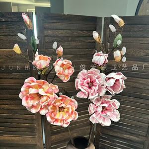 Fleur de Magnolia Artificielle 3D Junheyuan, 4 Têtes, Grande et Réaliste, pour Décoration de Mariage, Décoration de la Maison, Arrangement au Sol - Product Image 1