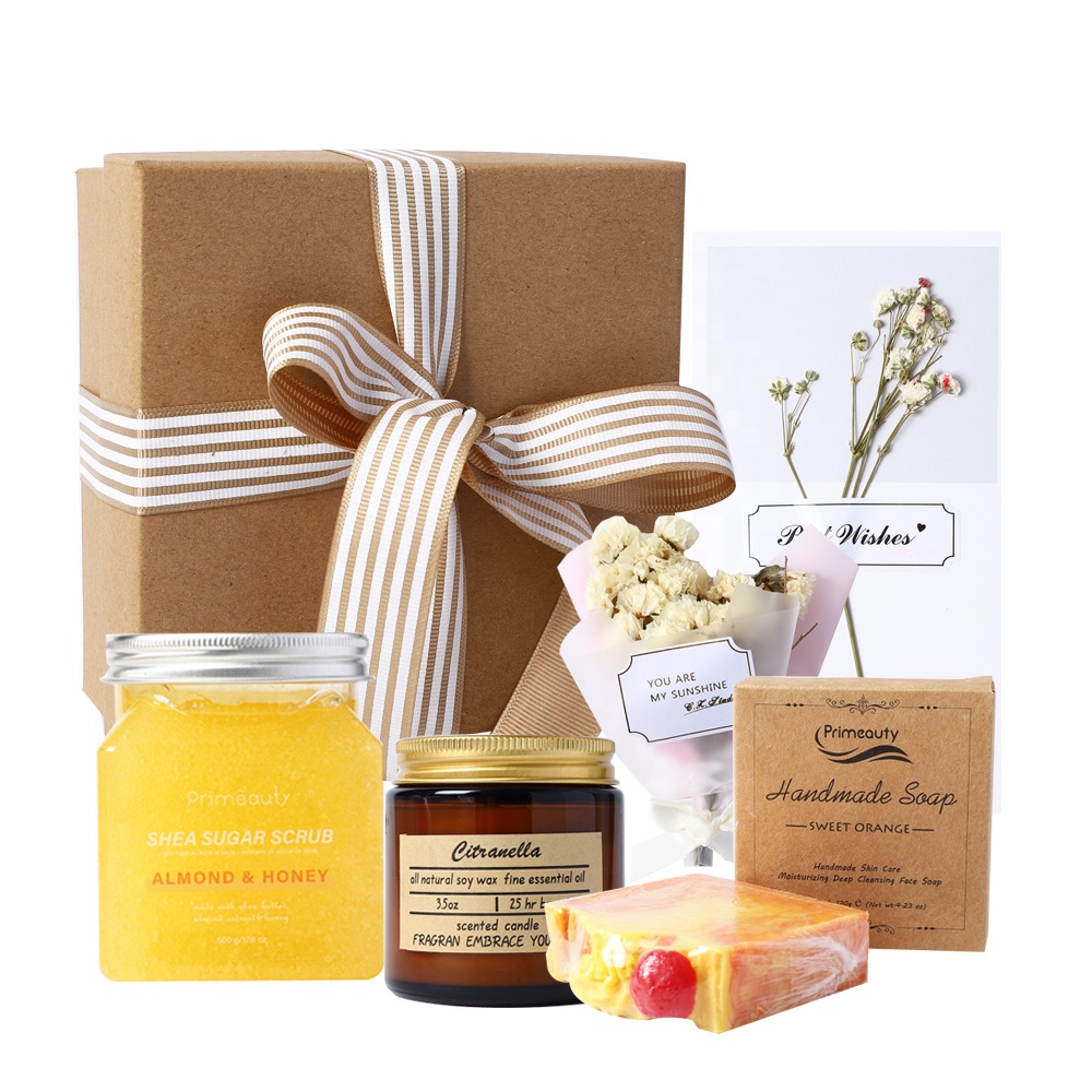 Рождественский день рождения праздничная подарочная коробка для женщин и мужчин, ароматические свечи из соевого воска для расслабления, мыло, скраб для тела, спа, подарочный набор для женщин