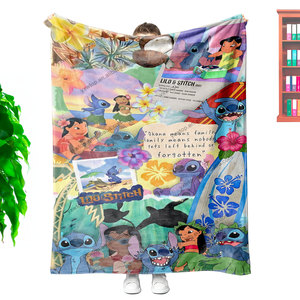 Bonitos diseños populares 3D <span class=keywords><strong>Stitch</strong></span> dibujos animados impreso 100% poliéster logotipo personalizado foto tamaño bajo usable tejido polar <span class=keywords><strong>Manta</strong></span> - Product Image 5
