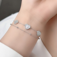 Pulsera de Moda para Mujer Dan Jewelry, Pulsera de Perlas con Corazón para Uso Diario, Regalo de Aniversario, Plata de Ley 925
