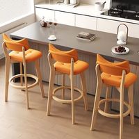 Tabouret de bar en bois massif avec dossier, design moderne et minimaliste, usage commercial et domestique, mobilier de bar haut de gamme et luxueux