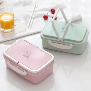 Food Grade Lunch Box Wheat Straw Biodegradable Bento Box Food Container Promotional Wheat Straw Lunch Box Set