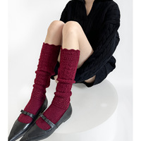 Chaussettes mi-mollet en laine ajourées douces pour femme, tricotées épaisse, chaudes, superposables, blanches, décontractées, automne-hiver