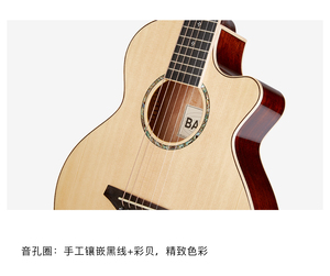 TOM BABY G0 NA 34 inch houten gitaar sparrenfineer beginners gitaar voor mannelijke en vrouwelijke studenten, reis- en folk gitaar - Product Image 3