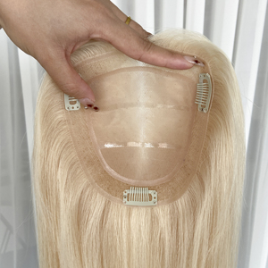 Ready to Ship 100% Human Hair Topper for Women European Hair Full Hand Tied HD Lace Topper 5.5x6 Lace Topper with Silicone - Product Image 3