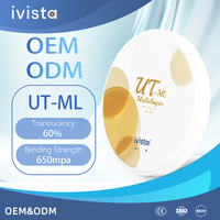 Blok Zirkonia Gigi Multilayer Ivista UT ML untuk Veneer Anterior, Disc Milling CAD CAM Buatan Khusus