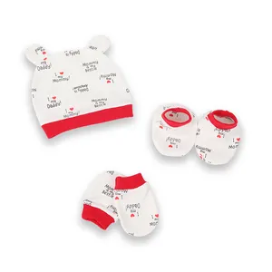 Wholesale New Hot sale 3-Pieces Set Newborn baby Soft Lovely cotton Mittens And Socks and Hat