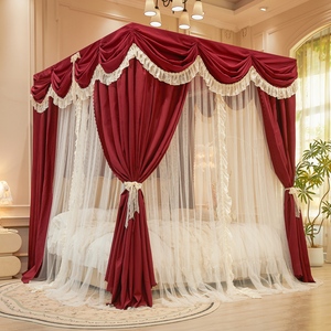 Cortinas de Cama Dobles Estilo Princesa Francesa, Doble Capa, Bordadas, Plegables, con Función de Bloqueo de Luz y Mosquitera - Product Image 2