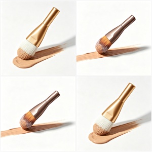 Pincel de Maquiagem Profissional para Base e Contorno Facial, Cabo Curto de Madeira, Cerdas de Nylon, Ferramenta de Beleza para Maquiagem - Product Image 2