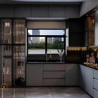 Ensemble d'armoires de cuisine de luxe en marbre ciel étoilé de Dubaï avec appareils électroménagers intégrés