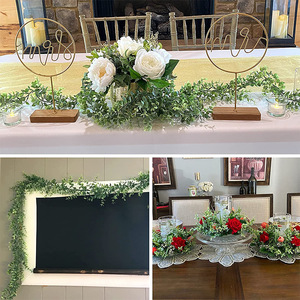 Arche de mariage artificielle en rotin décoratif, guirlande d'eucalyptus, tenture murale en métal avec fleur en métal durable pour décoration de mariage - Product Image 4