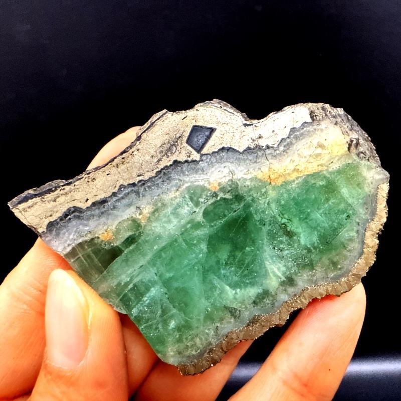 Green crystal Fluorite-Iron slab
