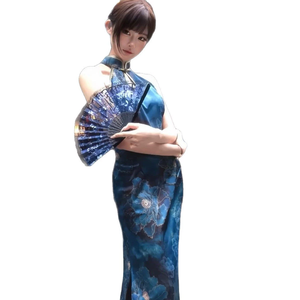 Nouvelle Robe Longue Slim Cheongsam Chinois Améliorée Sans Manches pour <span class=keywords><strong>Femme</strong></span>, Col Montant, Fendue, pour Banquet et Spectacle Scénique - Product Image 2