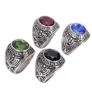<b>Mens</b> Military Signet <b>Ring</b> 18K PVD Gold Stainless Steel | United States Army Emblem Gemstone <b>Ring</b> Waterproof No Fading - Product Image 2