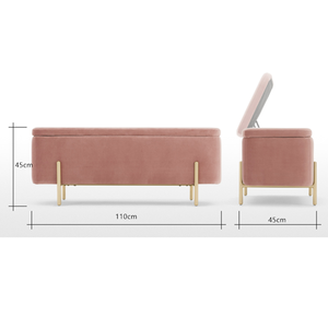 Banco Otomano <span class=keywords><strong>de</strong></span> Terciopelo <span class=keywords><strong>para</strong></span> <span class=keywords><strong>Pie</strong></span> <span class=keywords><strong>de</strong></span> <span class=keywords><strong>Cama</strong></span> con Almacenamiento y Patas <span class=keywords><strong>de</strong></span> Acero - Product Image 6