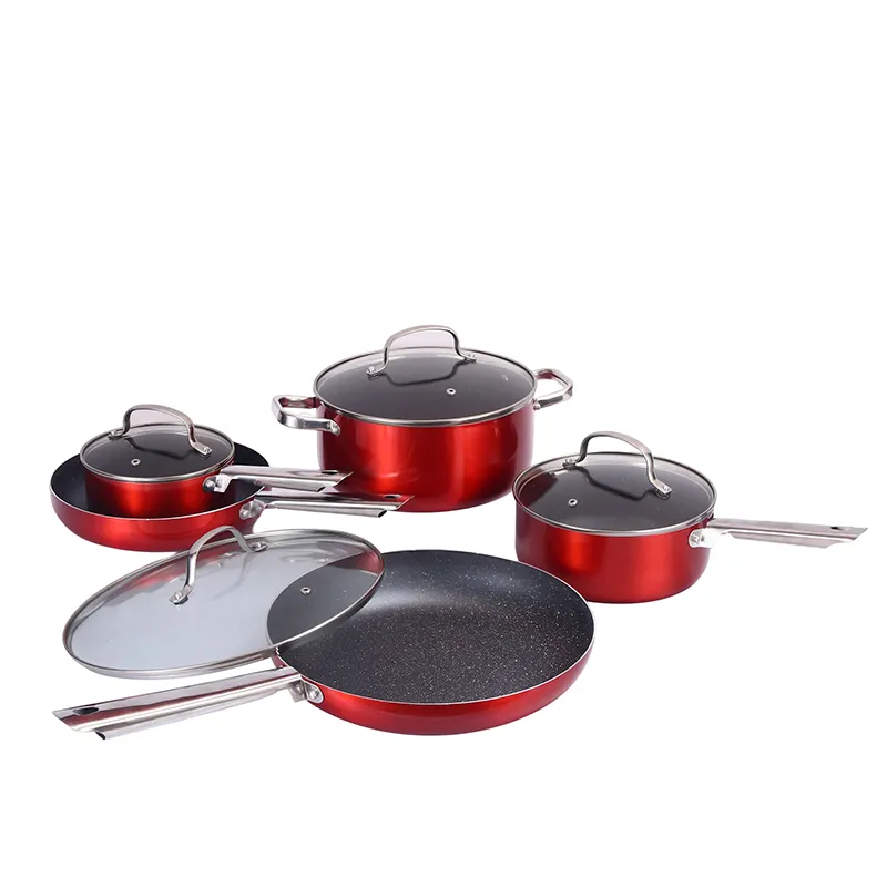 Кухонная утварь, растягивающаяся алюминиевая сковорода, антипригарное покрытие, красная кастрюля, набор для приготовления пищи, наборы посуды