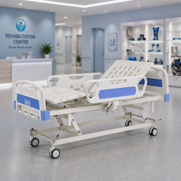 Lit d'hôpital à manivelle manuelle avec double dossier et repose-jambes, panneau ventilé en ABS pour usage en unité gerontologique