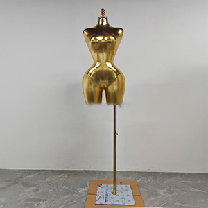 <span class=keywords><strong>Mannequin</strong></span> de <span class=keywords><strong>couture</strong></span> ajustable demi-corps en PU doré pour femme, forme BBL, torse galbé, grande taille, poitrine généreuse - Product Image 3