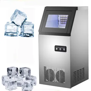 WeWork 40kg/24H Commercial Ice Maker Machine Ice Machine with Scoop Connection Hoses Stainless Steel Portable Ice Maker