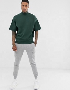 T-Shirt da Uomo di Alta Qualità in <span class=keywords><strong>Cotone</strong></span> 100% con Stampa 3D Personalizzata, Oversize, Spessa, a Collo Alto, Nera - Product Image 5