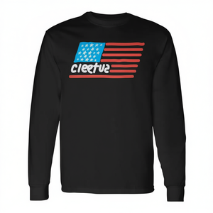 Camiseta de manga larga Cleetus con diseño de bandera estadounidense, ropa negra para hombre - Product Image 2