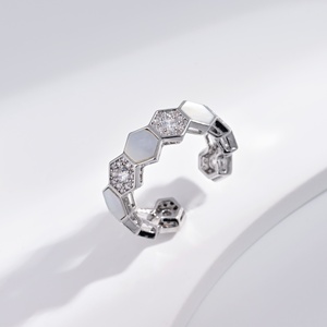 OEM plata 925 silver Sapphire Round Brilliant Cut <b>ring</b> woman fashion Rhodium Plated Wedding cubic zirconia <b>adjustable</b> <b>rings</b> - Product Image 3