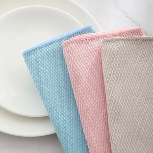 Serviette professionnelle à double bordure pour nettoyer les miroirs, les fenêtres et l'acier inoxydable, bleu-gris et rose - Product Image 1