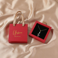 Boîte de Rangement à Bijoux Bracelet Collier Boucles d'Oreilles Étui Poignée Satin Carré Carton Papier Cadeau Coulissant Marron Emballage