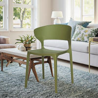 Chaise en plastique moderne en polypropylène pour café et restaurant en plein air avec dossier, prix de la chaise en plastique