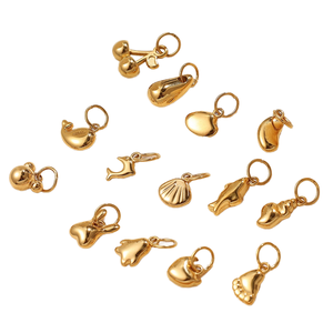 Pendentifs breloques animaux mignons en acier inoxydable plaqué or, bijoux unisexes, cadeau - Product Image 1