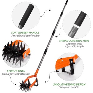 Rotary Cultivator Garden <b>Tool</b> Adjustable Long Handle Star-Shaped Rolling Tines 2-in-1 Weeder Soil <b>Aerator</b> Manual <b>Lawn</b> Yard - Product Image 6